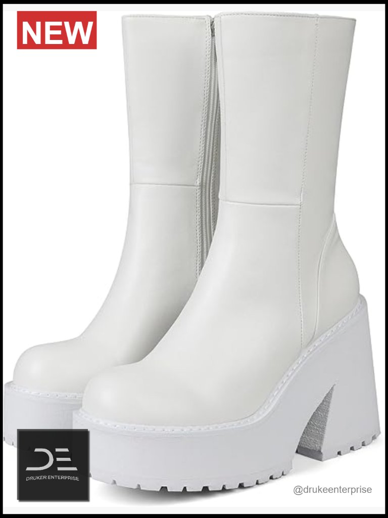 Faux Leather Wedge Heel Ankle Boots With Platform Chunky Block Heel Punk